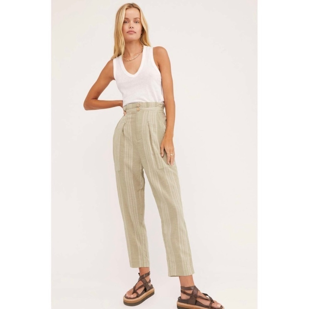 Free People Semi Sweet Cropped Pants in Sage Combo